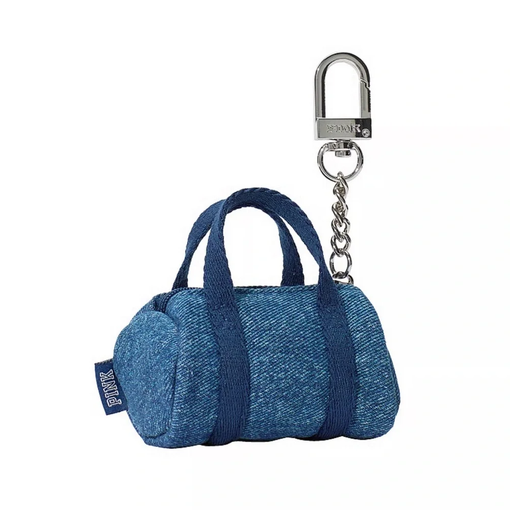 PINK Victoria's Secret Denim Blue Mini Duffel Keychain